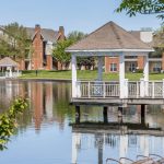 Covered observation dock on the lake