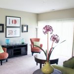 View of the living room and patio of our Classic model apartment